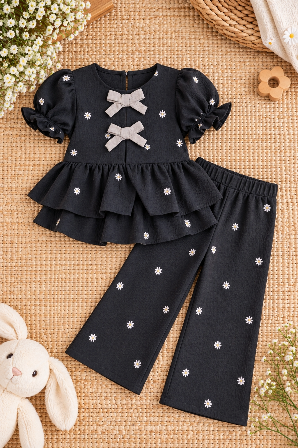 Black Cotton Girls Co-ord Set β Stylish & Comfortable