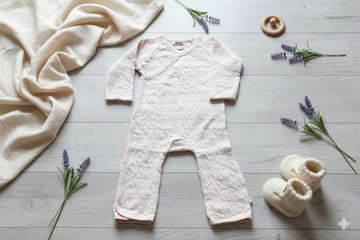 Petal-Soft Quilted Kimono Romper – Pastel Pink