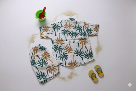 Muslin Chinese Collar Co-ord Set – Tree Print – photo 2