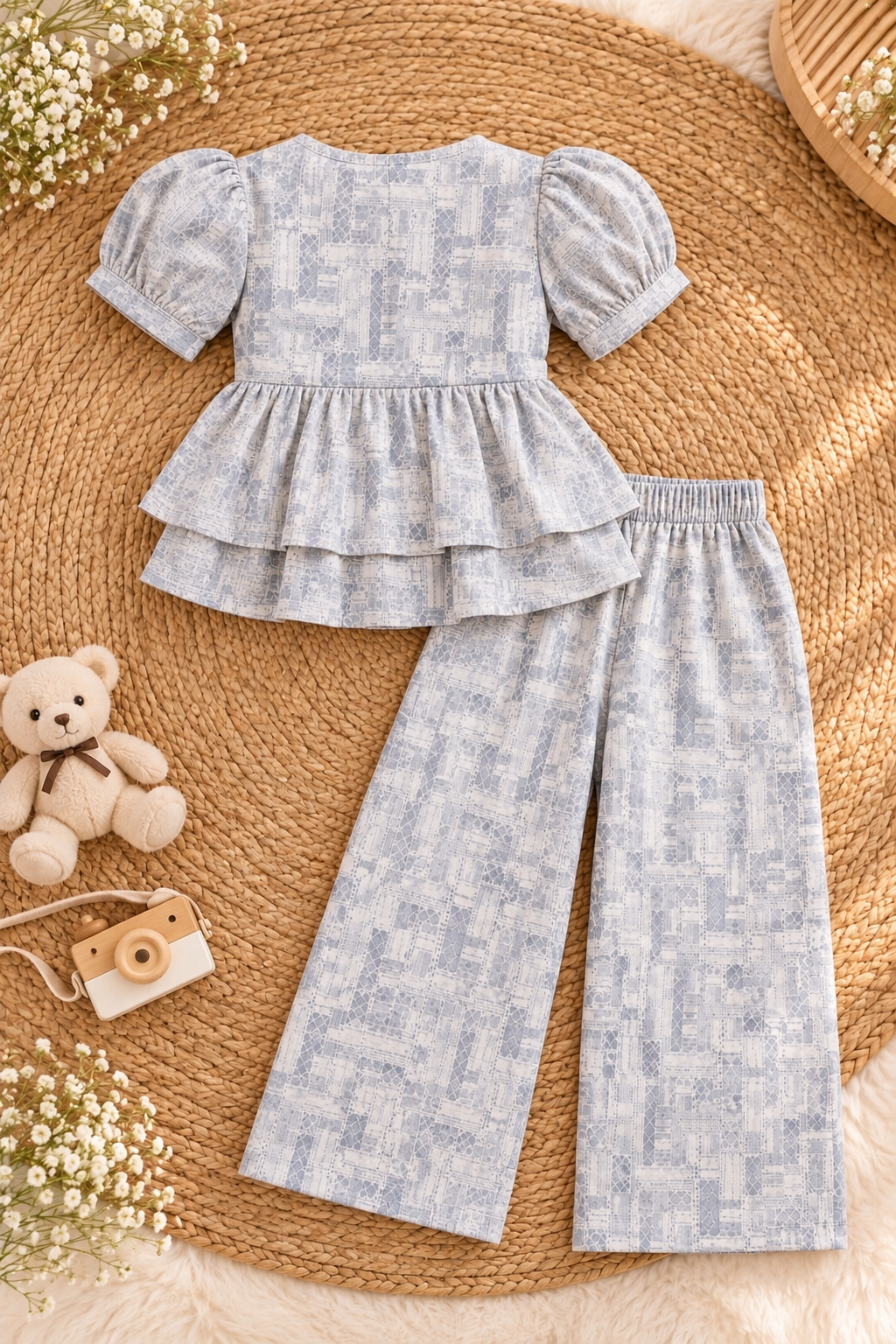 Blue Breeze Cotton Puff Sleeve Co-ord Set