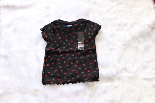 Cotton Ribbed Cherry Print Co-ord Set for Baby Girls