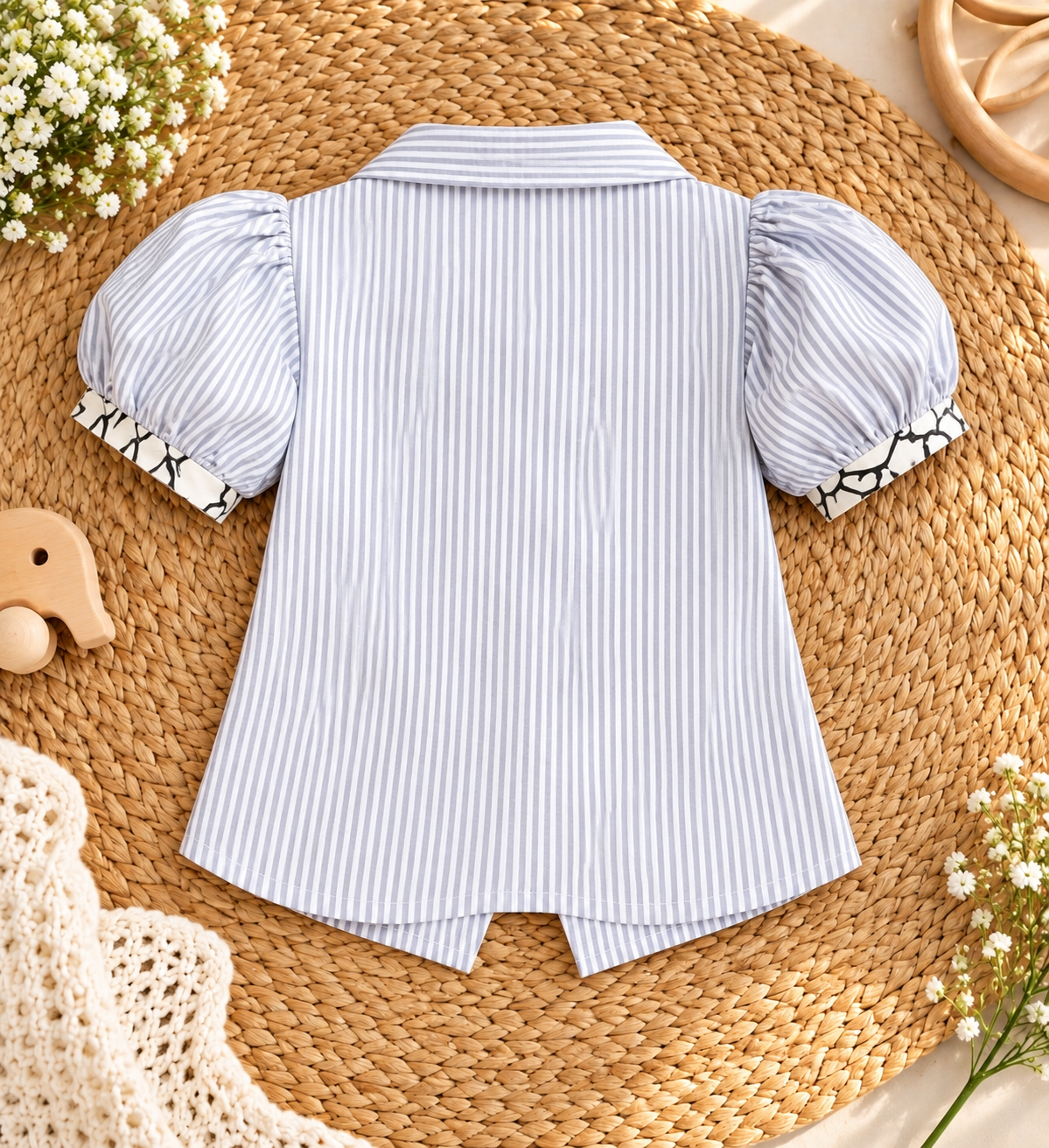 Grey & White Cotton Girls Top – Stylish & Elegant