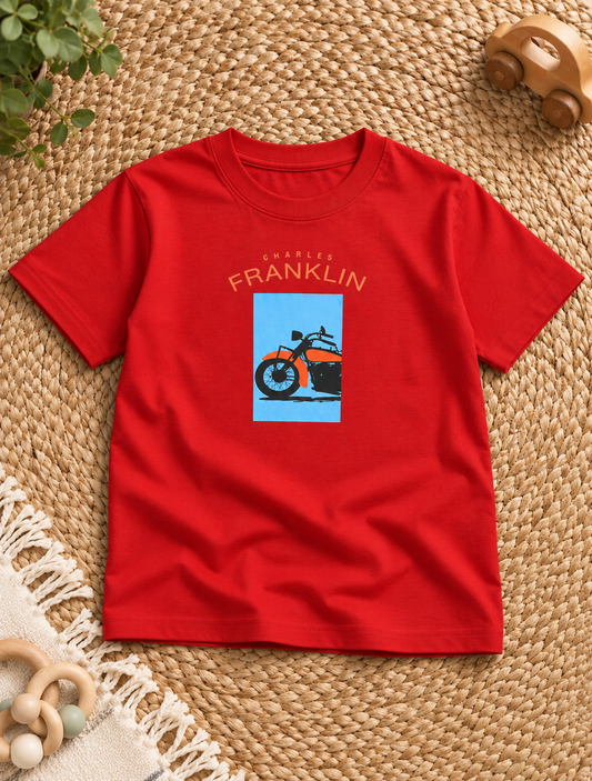 Red Oversized Graphic T-Shirt – Retro Motorcycle Print – 240 GSM – photo 2