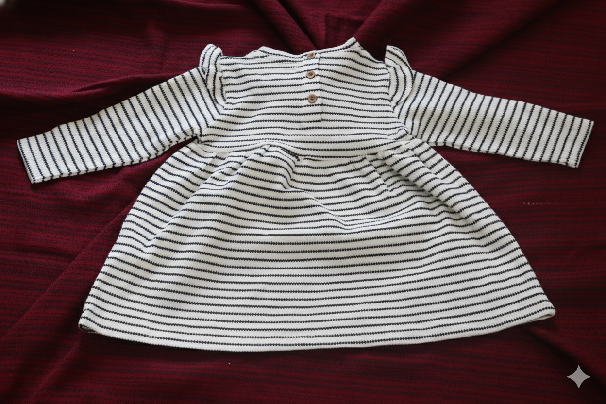 Cherry Strip Knit Baby Frock
