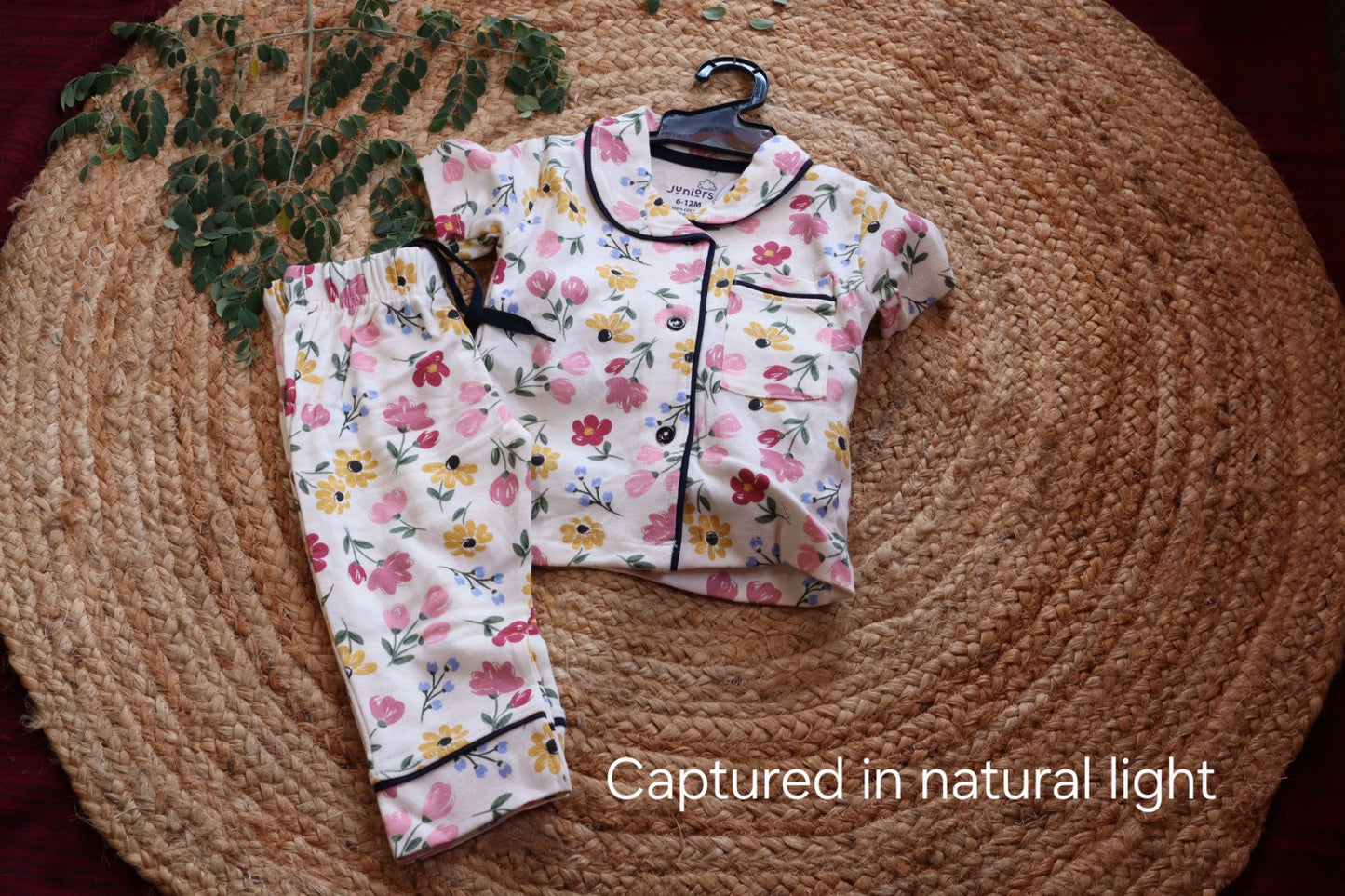 Cotton Floral Nightsuit Set for Kids – Soft Sleepwear