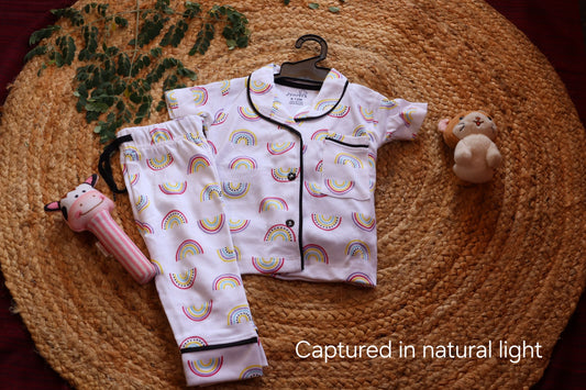 Cotton Rainbow Print Baby Nightsuit Set