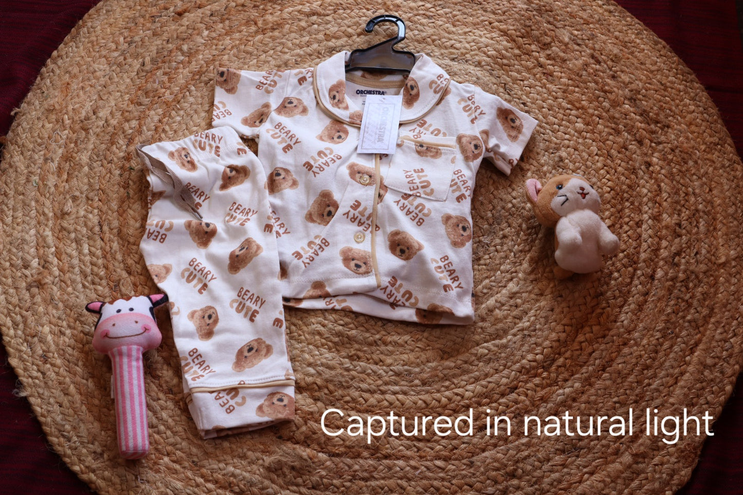 Cotton Teddy Bear Print Nightsuit Set