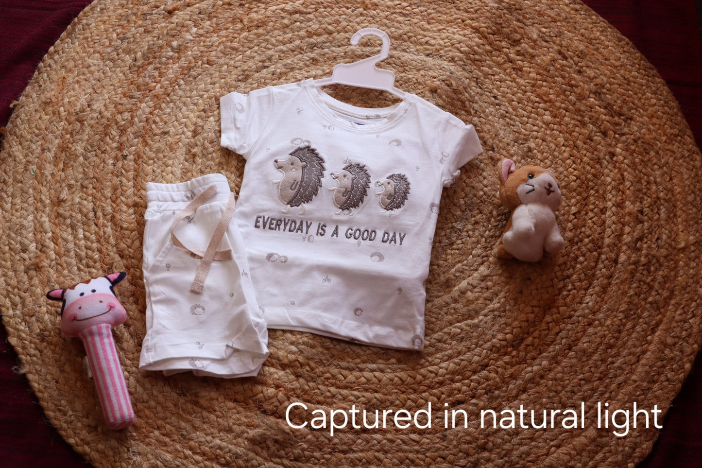 Everyday Is A Good Day Hedgehog Kids Coord Set | Appliqué T-Shirt & Shorts