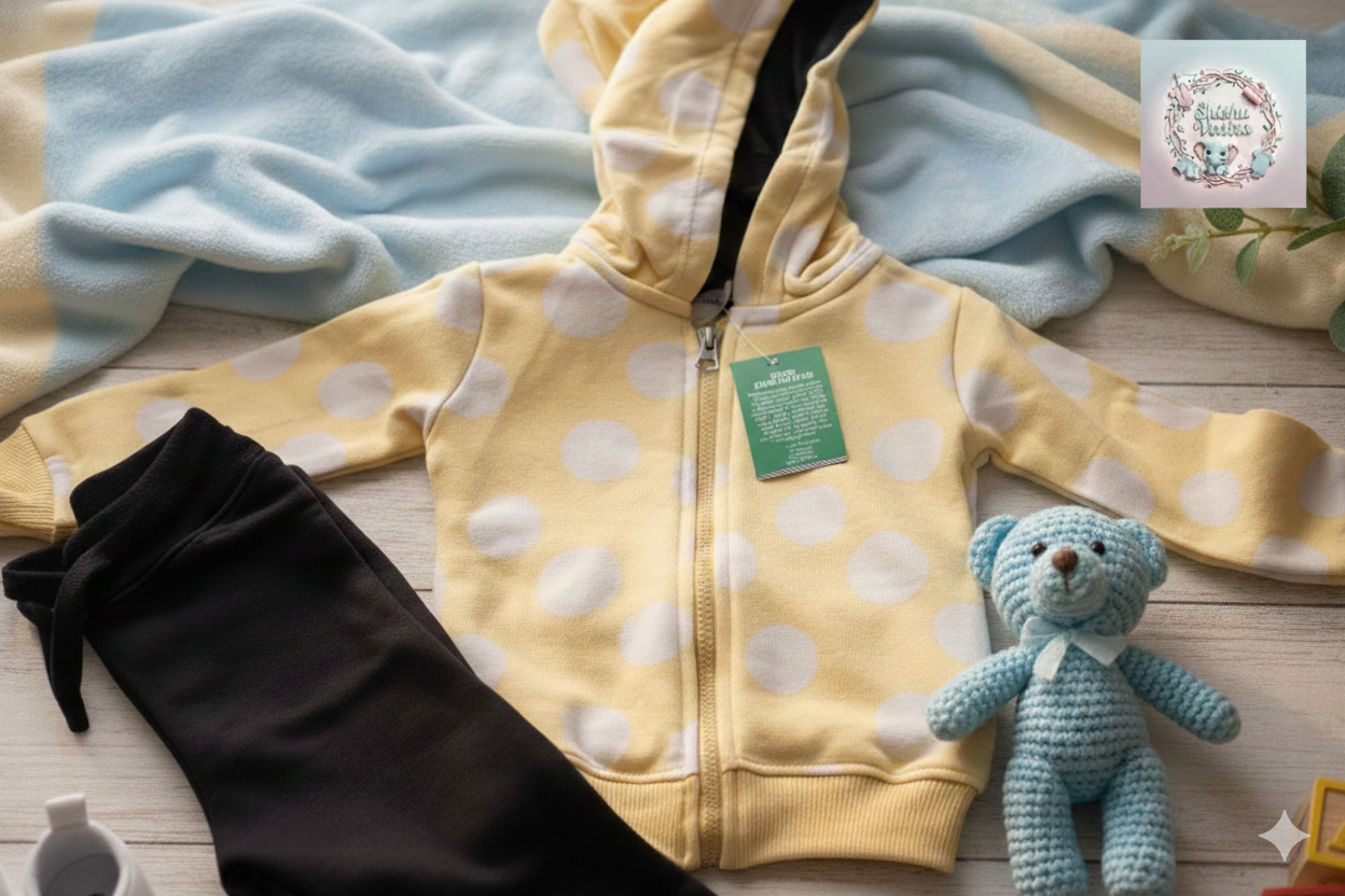 Polka Dot Hooded Winter Co-Ord Set for Babies