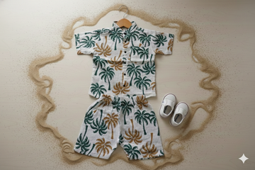 Muslin Chinese Collar Co-ord Set – Tree Print