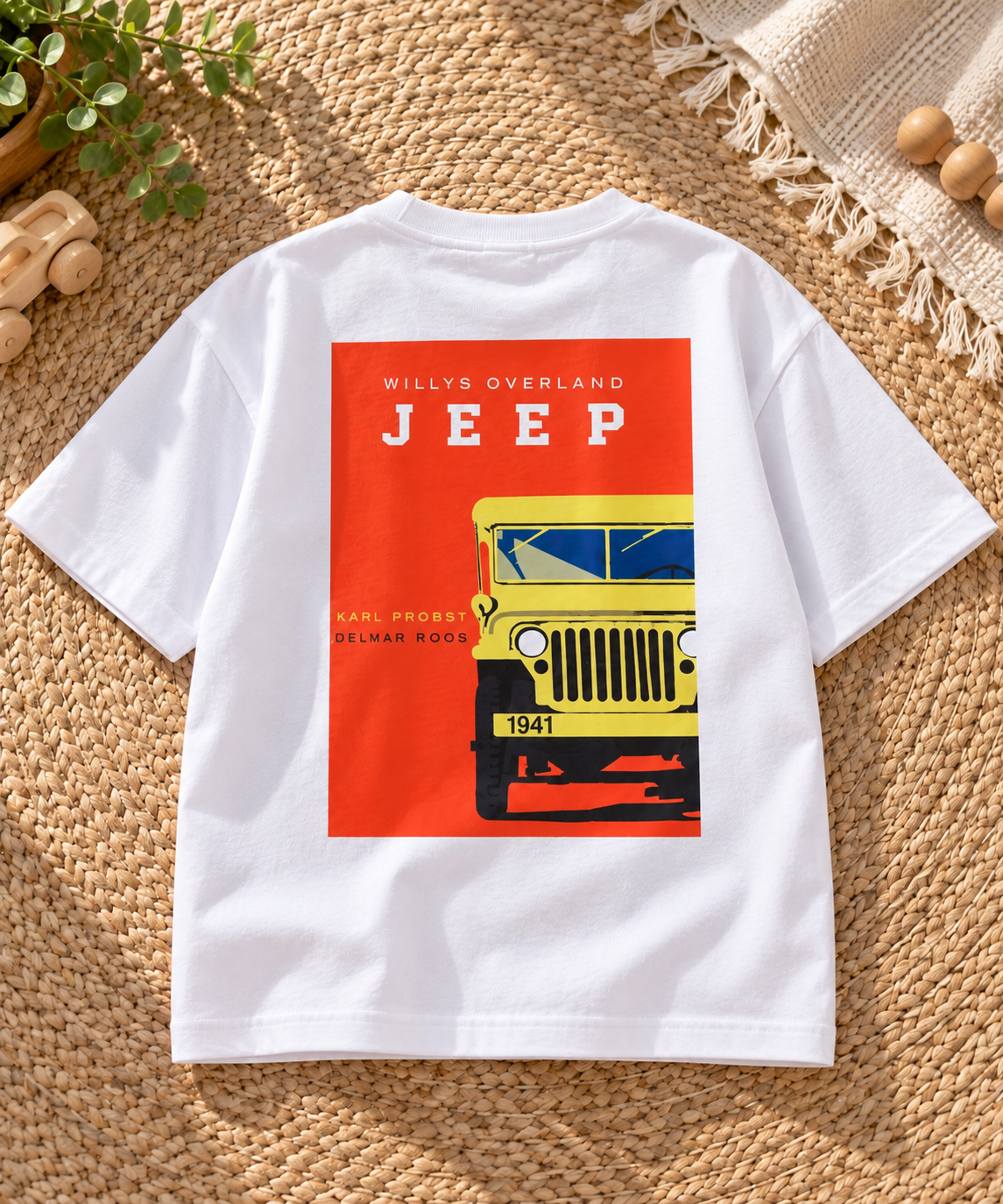 White Oversized Graphic T-Shirt – Retro 4x4 Print – 240 GSM – photo 4