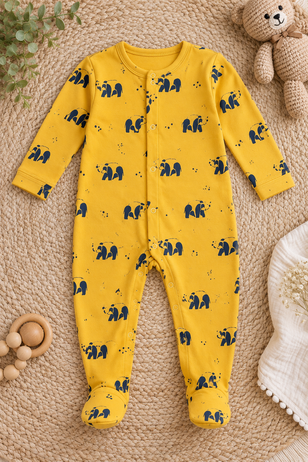 Soft Cotton Footed Sleepsuit Romper for Newborns, Pack of 3