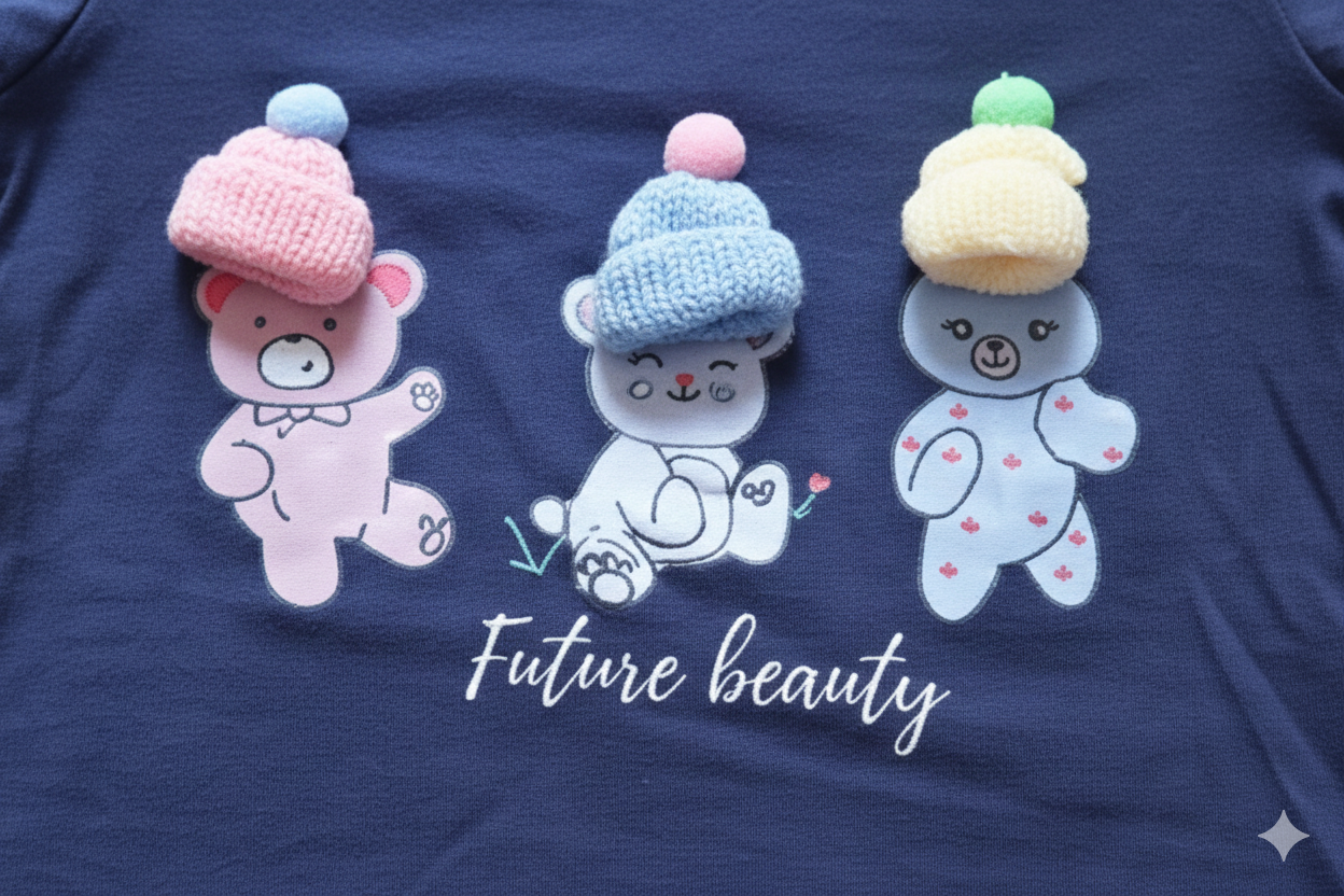 Tiny Bears Pom-Pom Cotton Summer Outfit