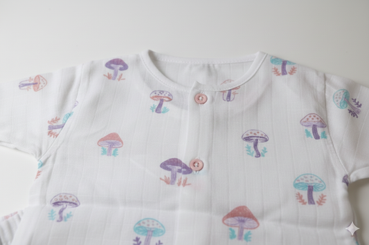 Muslin Half Sleeve Co-ord Set – White Mushroom Print – photo 2