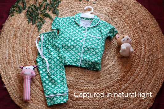 Cotton Green Printed Baby Nightsuit Set