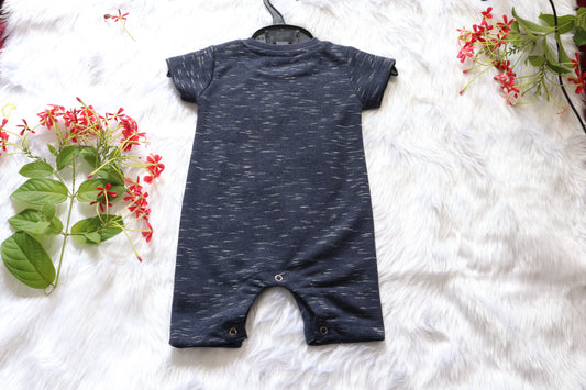 Baby Boys Navy Dinosaur "Totally Roarsome" Cotton Romper