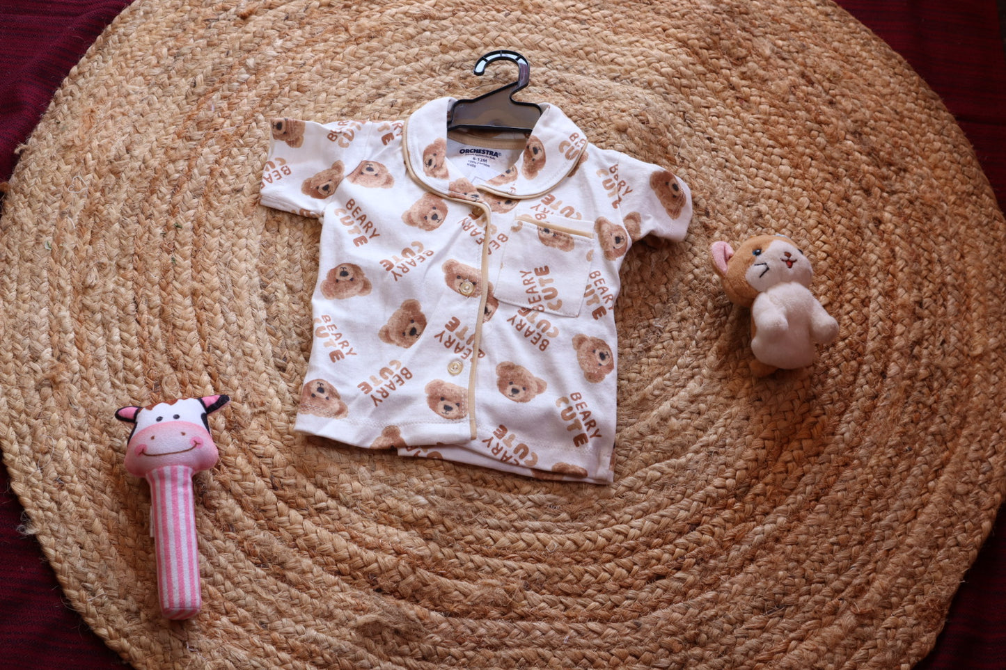 Cotton Teddy Bear Print Nightsuit Set
