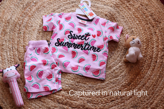 Girls Sweet Summertime Watermelon Cotton Co-Ord Set