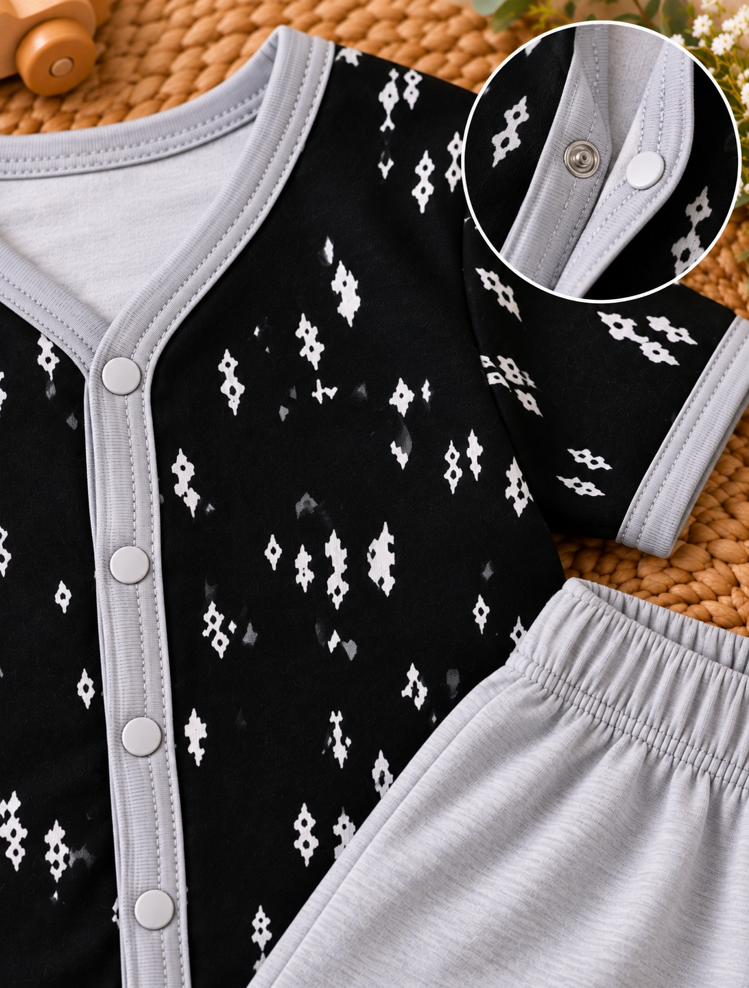 Soft Cotton Button-Front Shirt & Grey Shorts Co-ord Set for Babies, Pack of 3