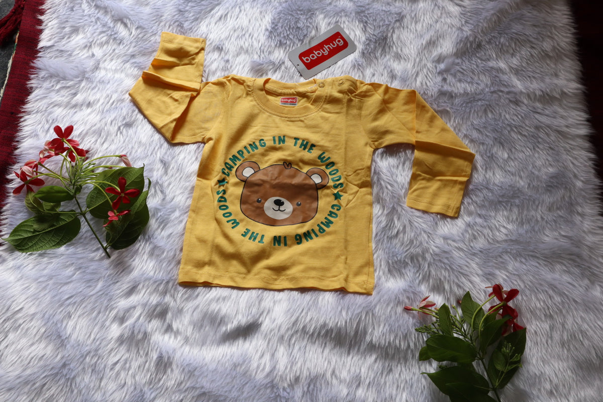 Babyhug Cotton Teddy Bear Printed Dungaree Set