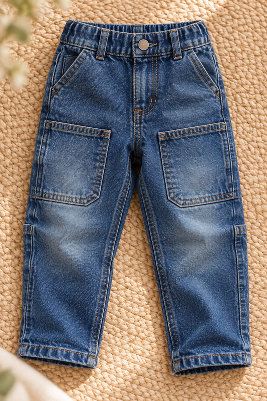 Unisex Dark Indigo Denim Jeans – Relaxed Utility Fit – photo 2