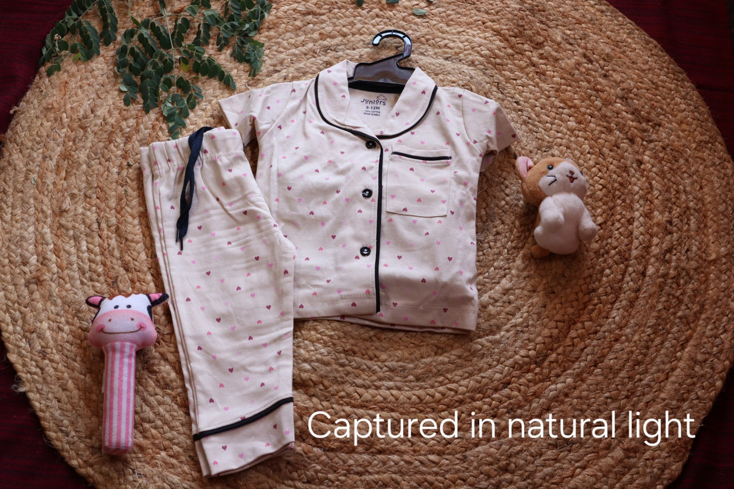 Cotton Heart Print Nightsuit Set