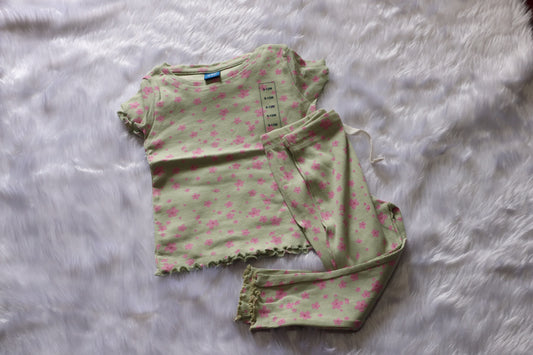Cotton Ribbed Floral Co-ord Set for Baby Girls
