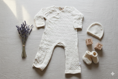 Cloud-Soft Quilted Kimono Romper – Cream