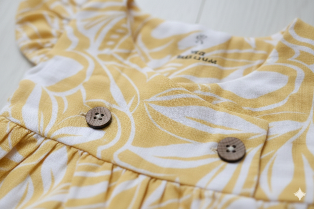 Yellow Muslin Cross-Body Baby Frock – Soft Infant Dress