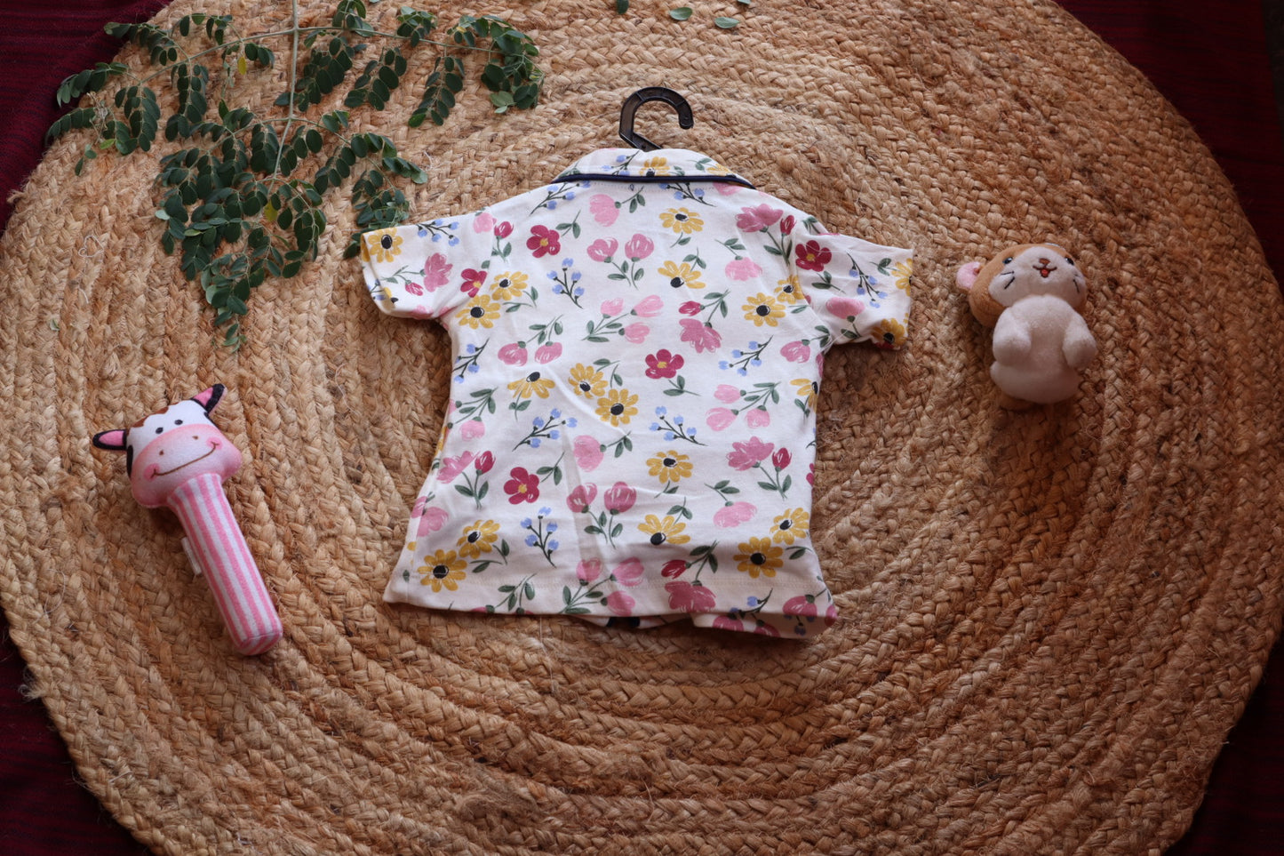 Cotton Floral Nightsuit Set for Kids – Soft Sleepwear