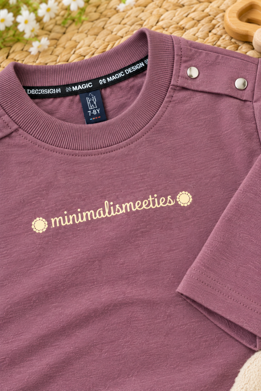 Premium Heavy GSM Kids Unisex T-Shirt – Mauve with Minimalist Print