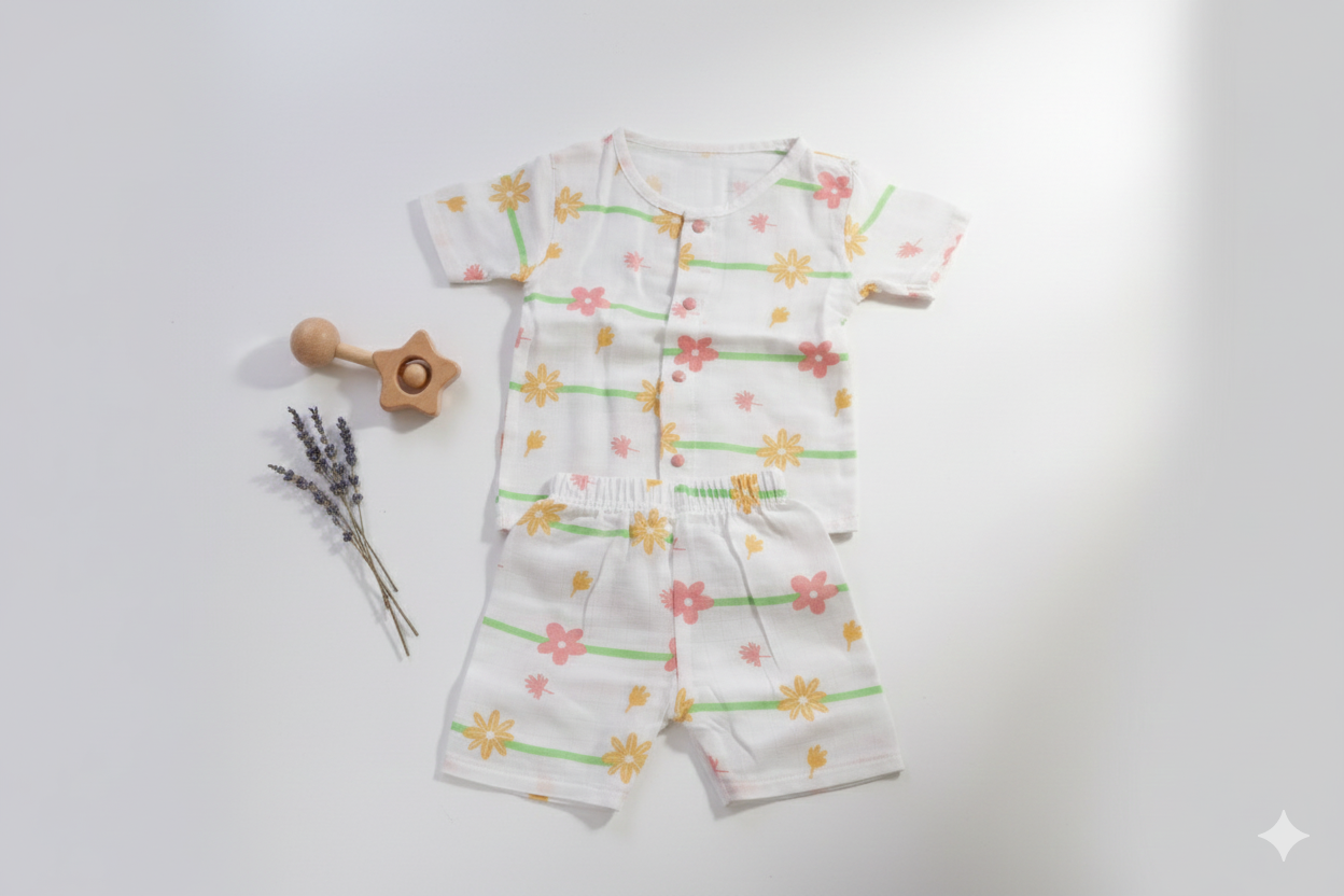 Muslin Half Sleeve Coord Set