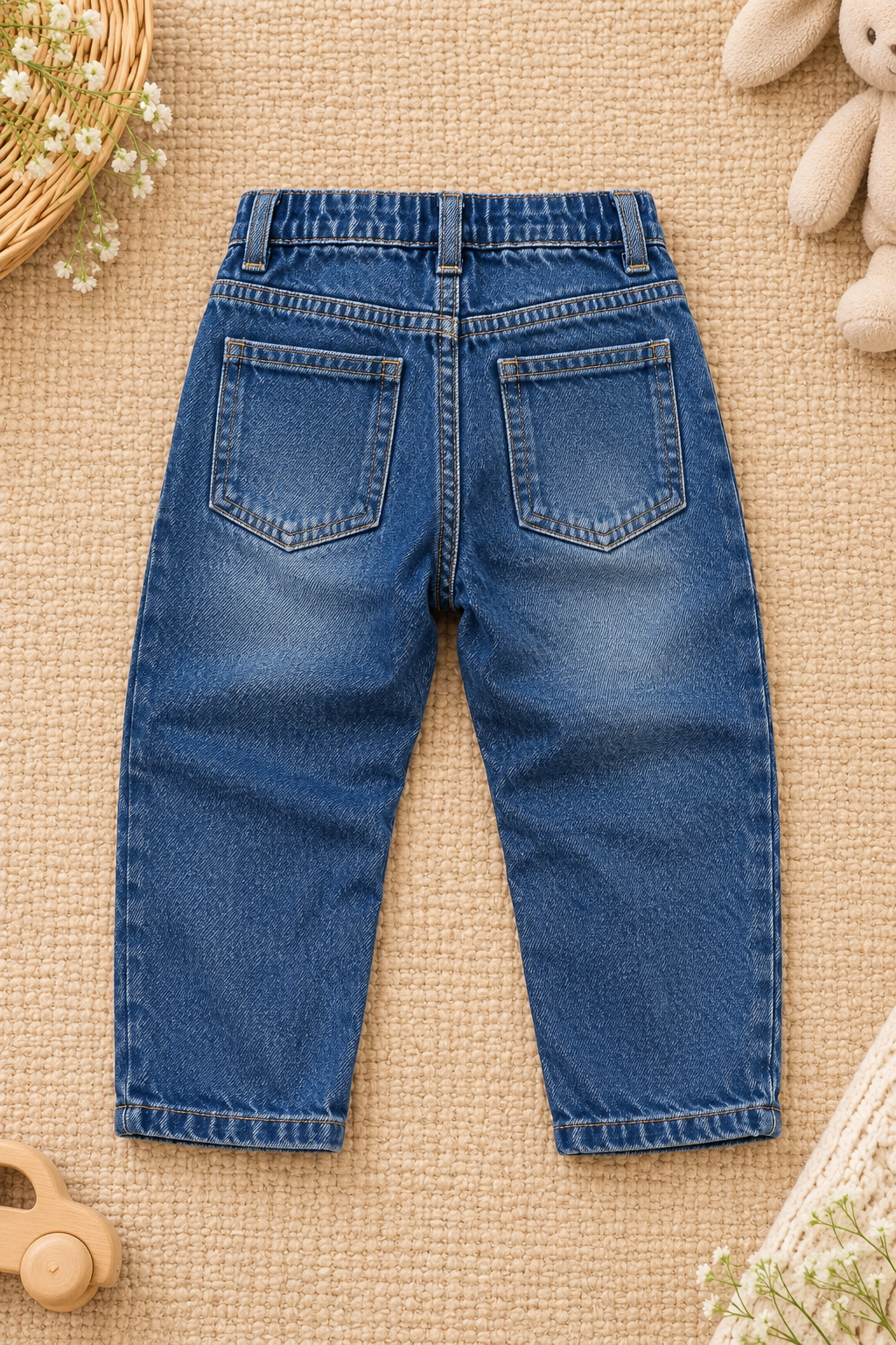 Kids Blue Denim Jeans – Relaxed Fit, Pull-On Waist – photo 3