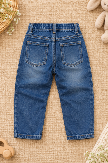 Kids Blue Denim Jeans – Relaxed Fit, Pull-On Waist – photo 3