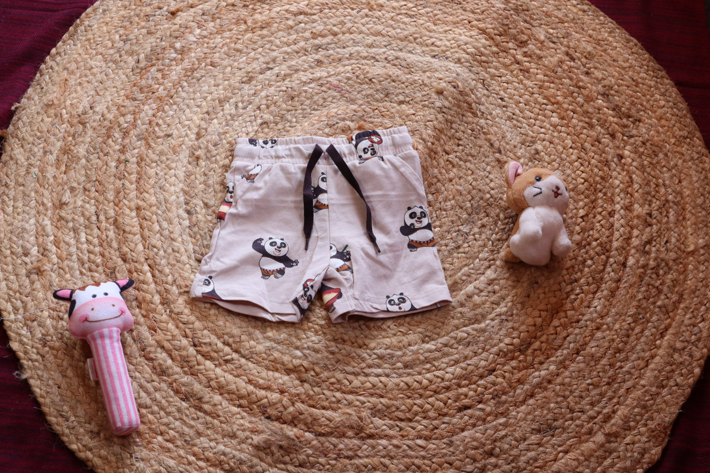 Cute Panda Kids Coord Set | Appliqué T-Shirt & Shorts | Cream