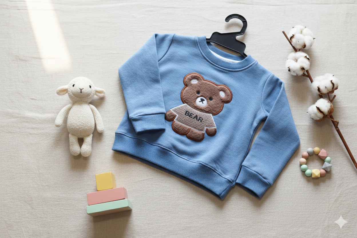 Winter Bear 3D Patch Fleece Co-ord Set for Babies