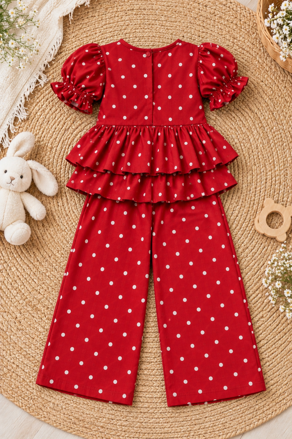 Red Cotton Girls Co-ord Set – Stylish & Comfortable