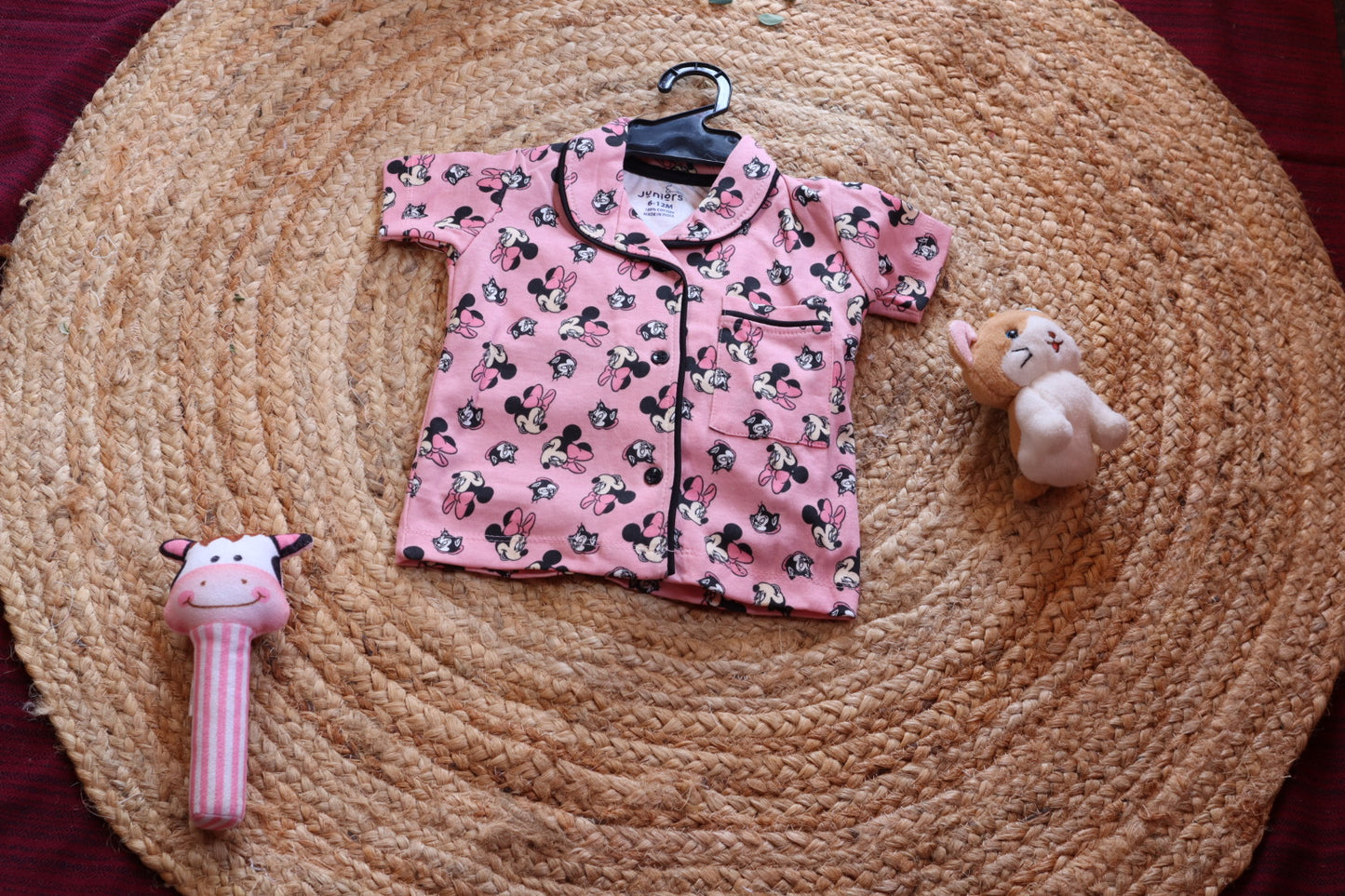 Cotton Girl Mickey Minnie Print Nightsuit