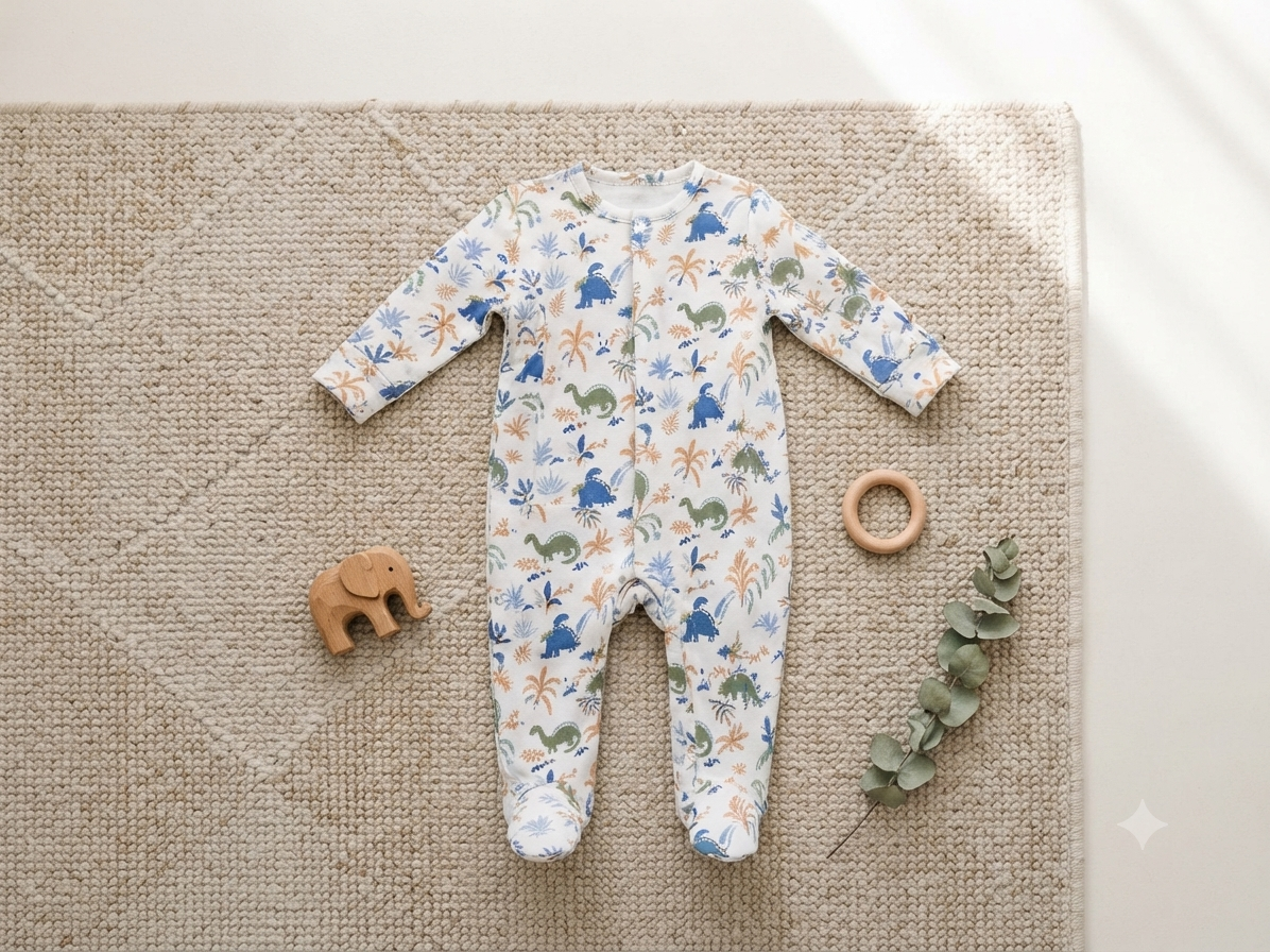 Soft Cotton Footed Sleepsuit Romper for Babies, Pack of 3, Dino Collection