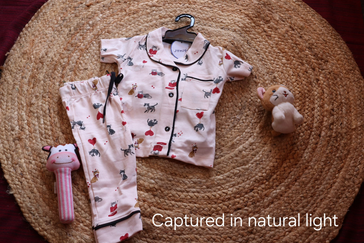 CottonCat & Hearts Print Nightsuit Set