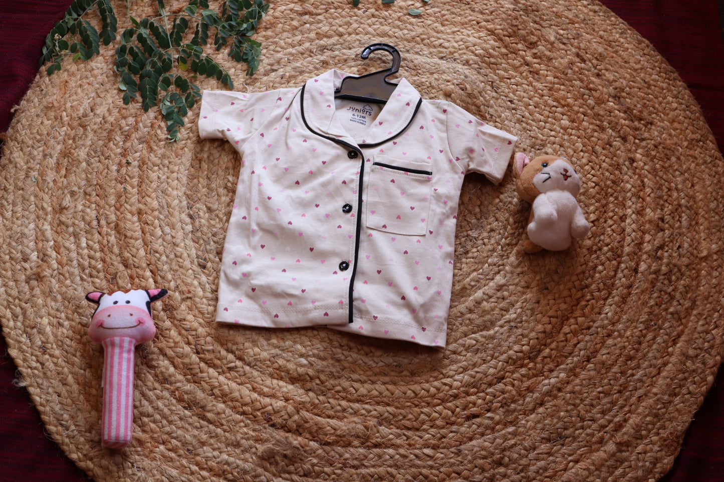 Cotton Heart Print Nightsuit Set