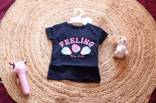 Navy & Pink Strawberry Co-ord Set for Girls – photo 2