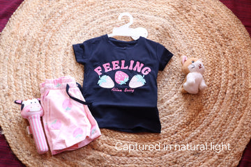Navy & Pink Strawberry Co-ord Set for Girls