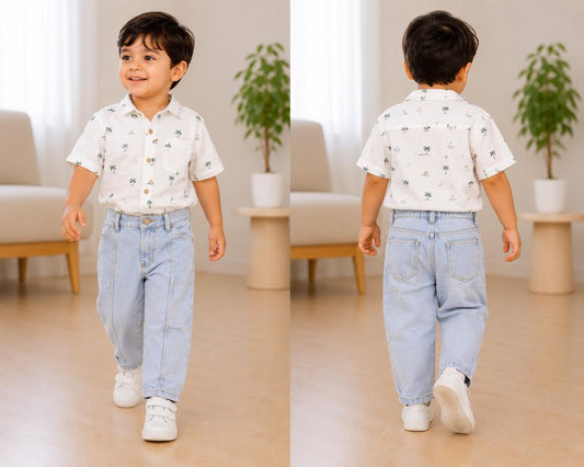 Ice Blue Unisex Kids Jeans – Casual Denim Pants