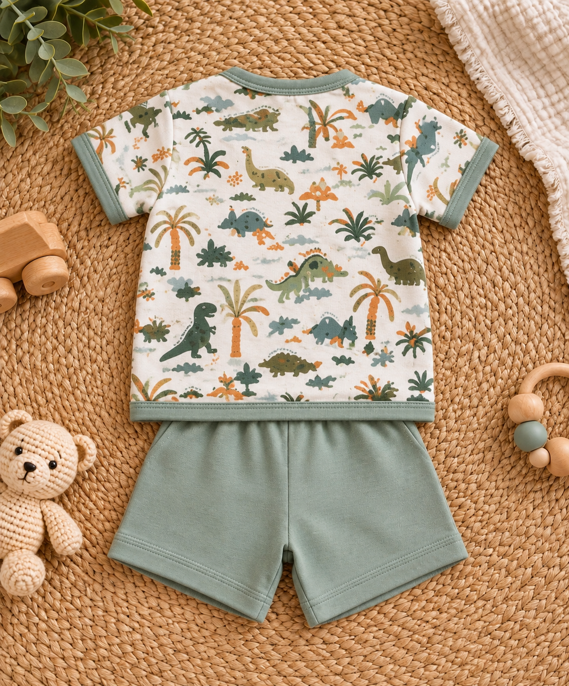 Soft Cotton Button-Front Shirt & Shorts Co-ord Set for Babies, Pack of 3