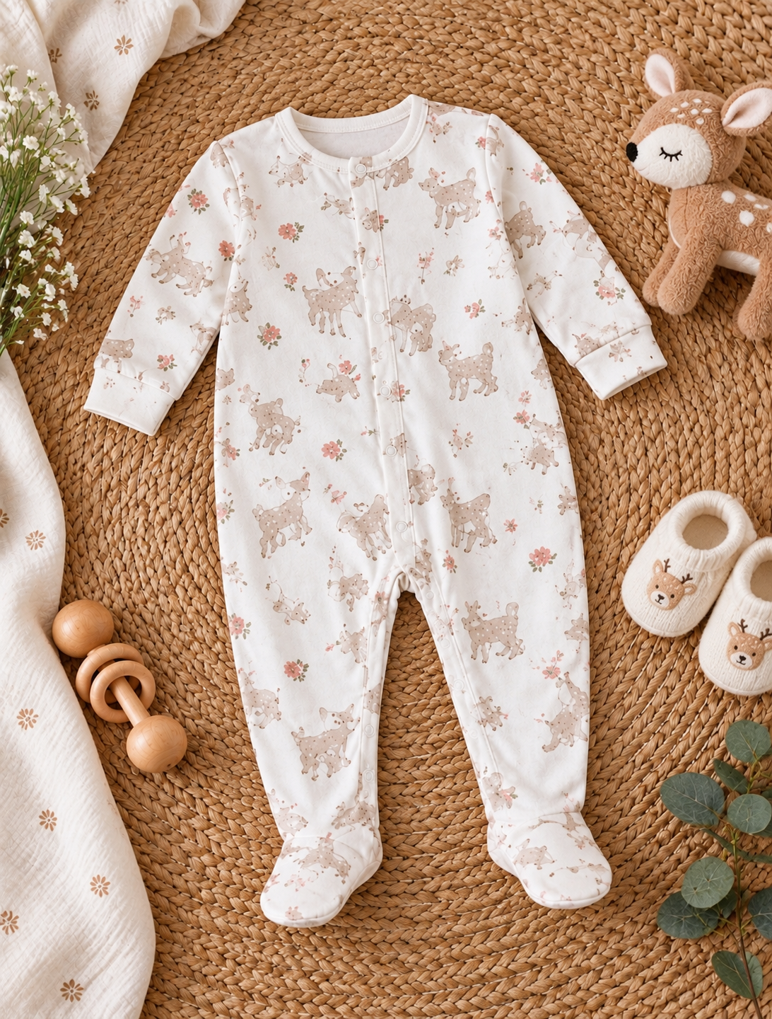 Soft Cotton Footed Sleepsuit Romper for Newborn Girls, Pack of 3, Pink Collection