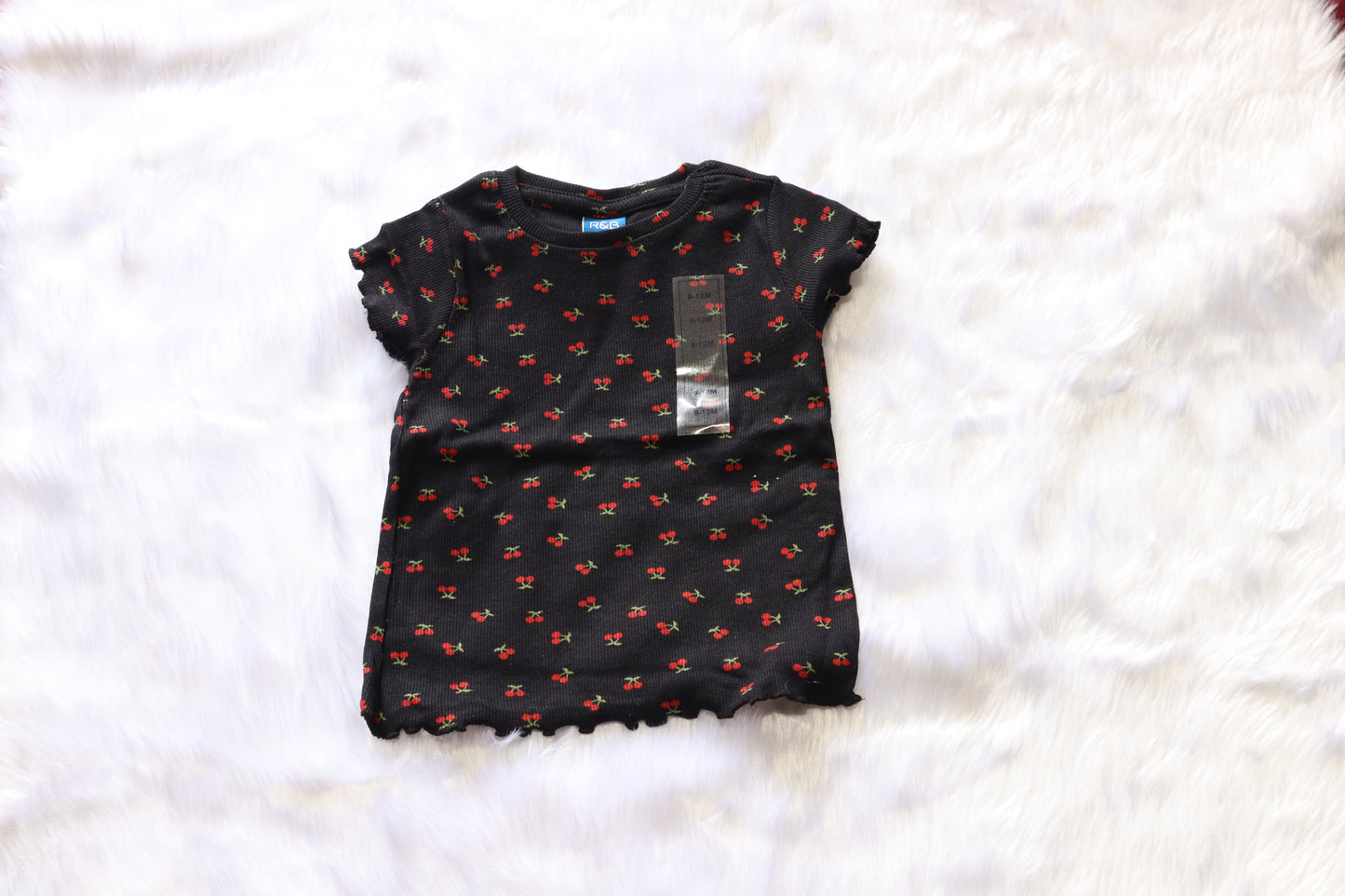 Cotton Ribbed Cherry Print Co-ord Set for Baby Girls