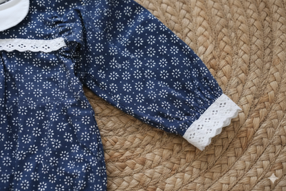 Navy Blue Floral Baby Romper – Breathable Infant Wear – photo 3