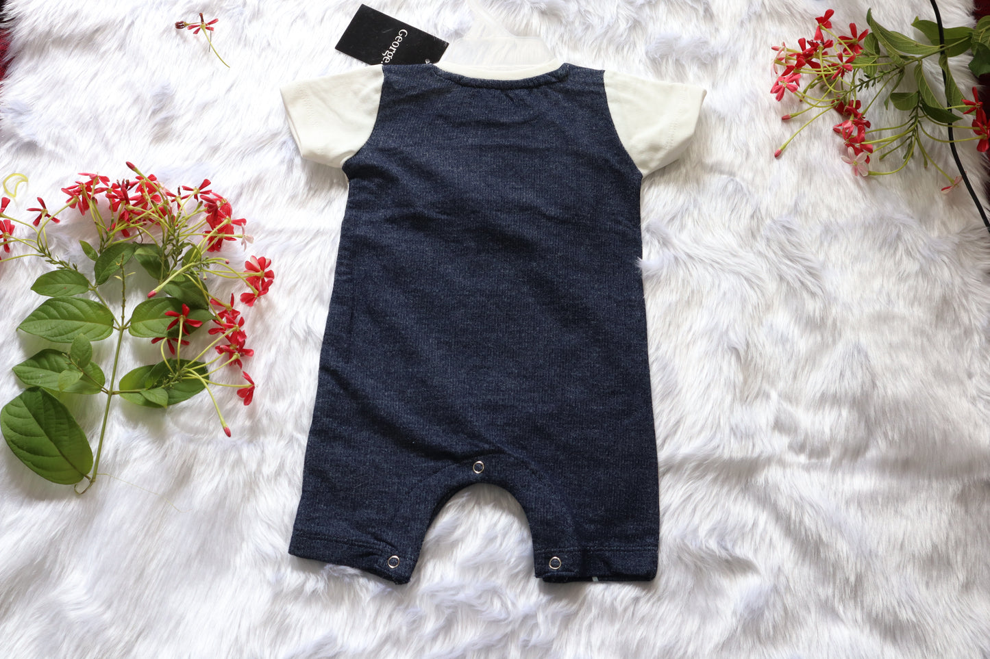 Baby Boys Bear Print Cotton Romper