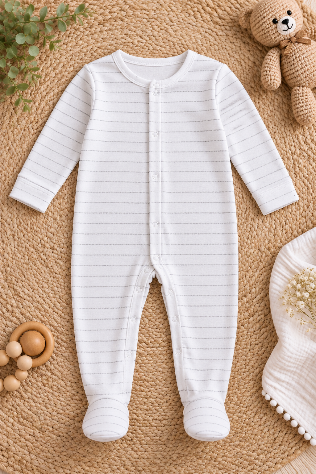 Soft Cotton Footed Sleepsuit Romper for Newborns, Pack of 3